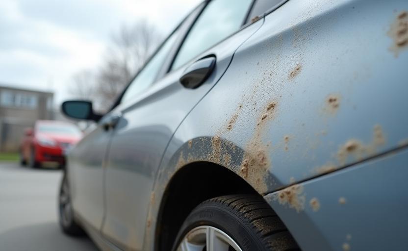 Vorheraufnahme eines BMW 3er mit verschmutztem Lack
